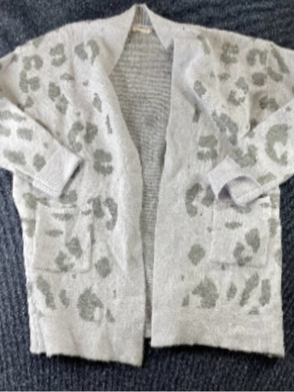 Francesca's Gray Leopard Open Cardigan Sweater